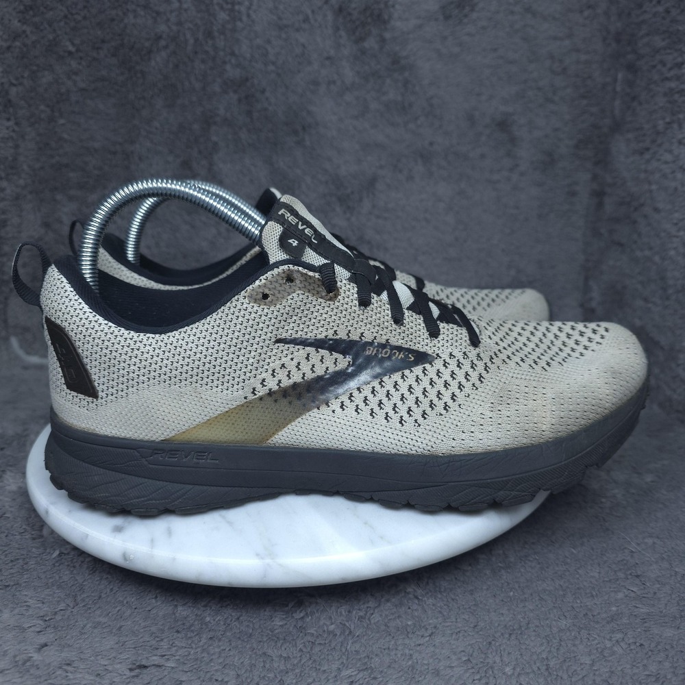 Brooks Revel 4 Shoes Womens Size 10 Beige Black Running Sneakers Mesh Athletic